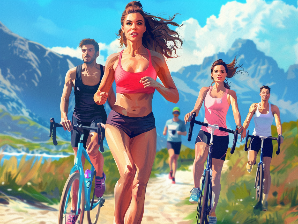 Група людей різного віку займається йогою на свіжому повітрі